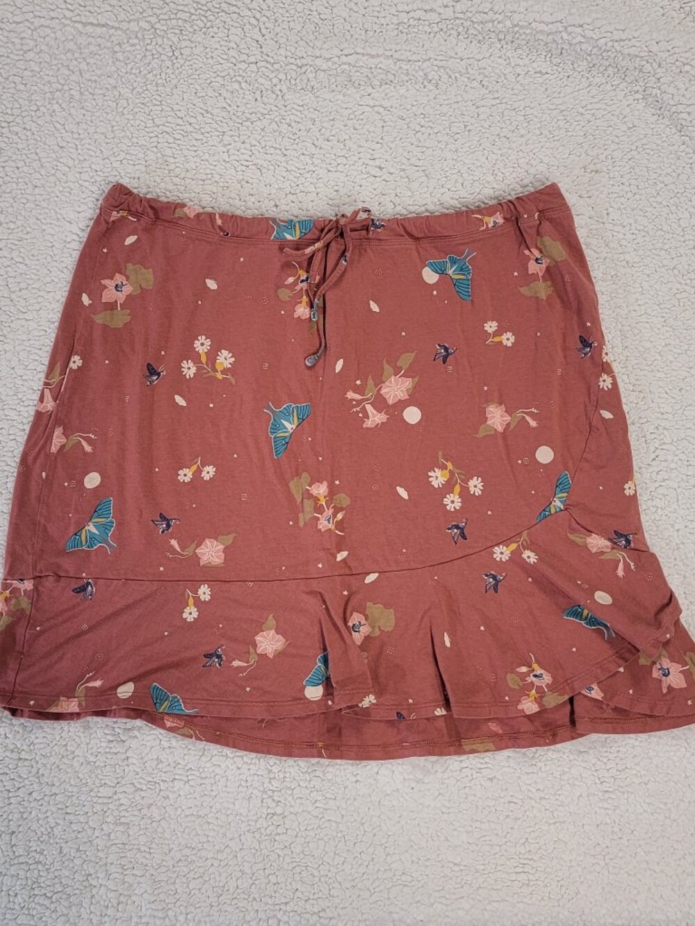 Patagonia Alpine Valley Skirt XL Red Night Pollinators Floral Cotton Blend